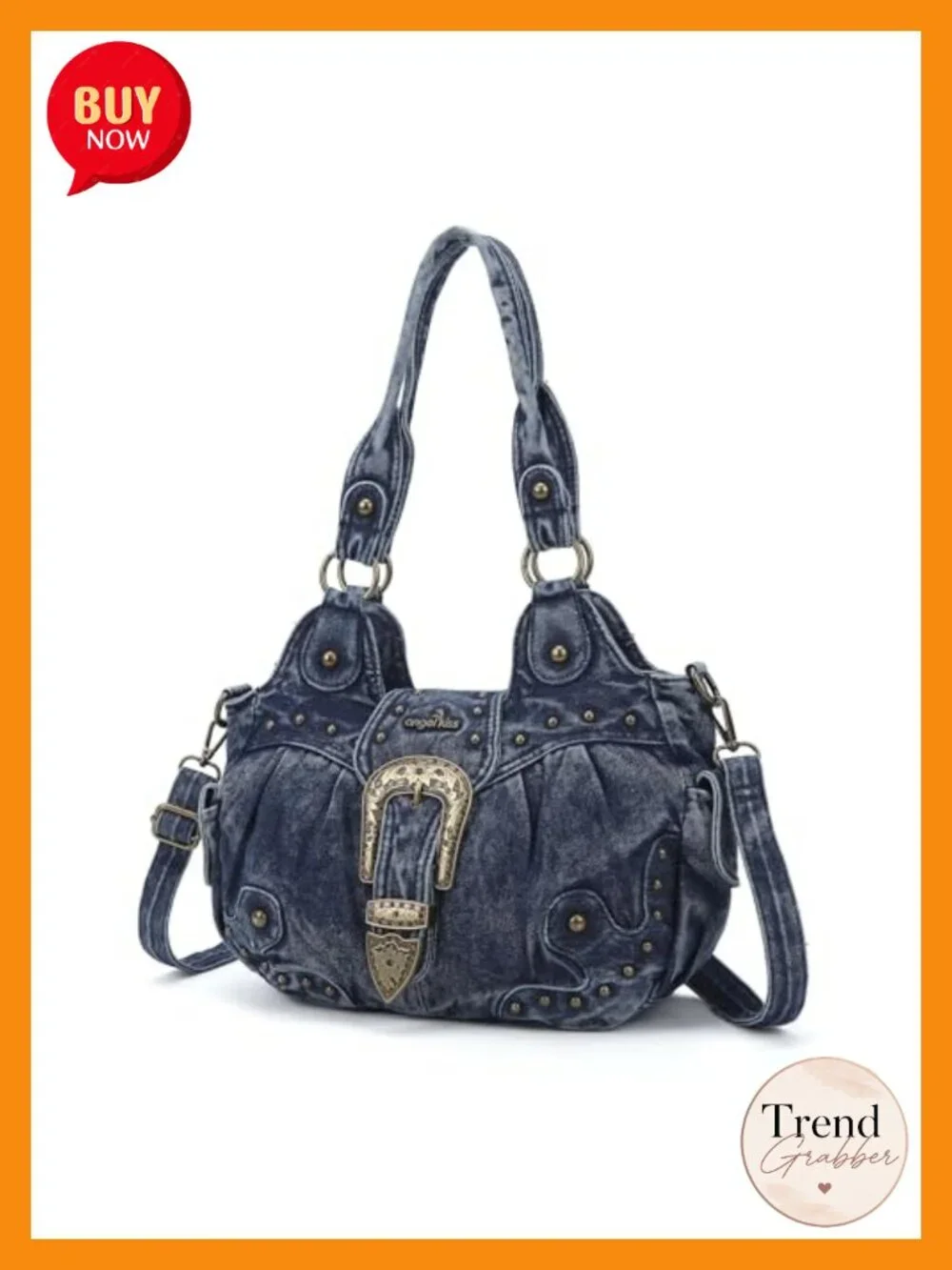 Vegan Leather Hobo Bag Large Capacity Shoulder Crossbody Purse with Metal Studs